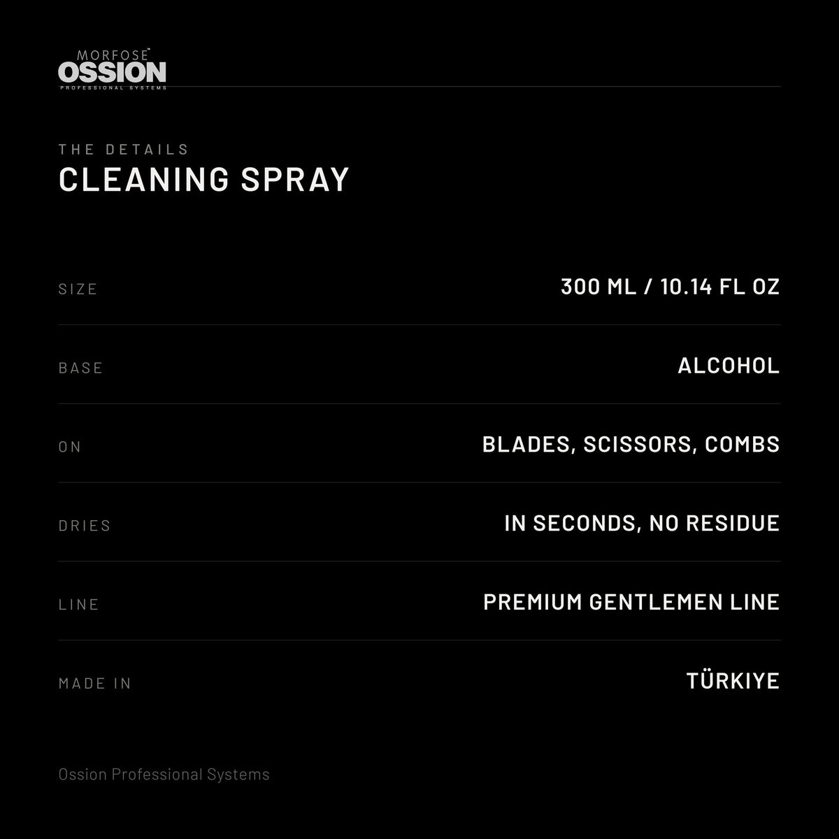 Ossion Cleaning Spray: size, base, what it is for and origin