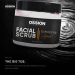 Ossion Face Scrub tub resting on rippling water