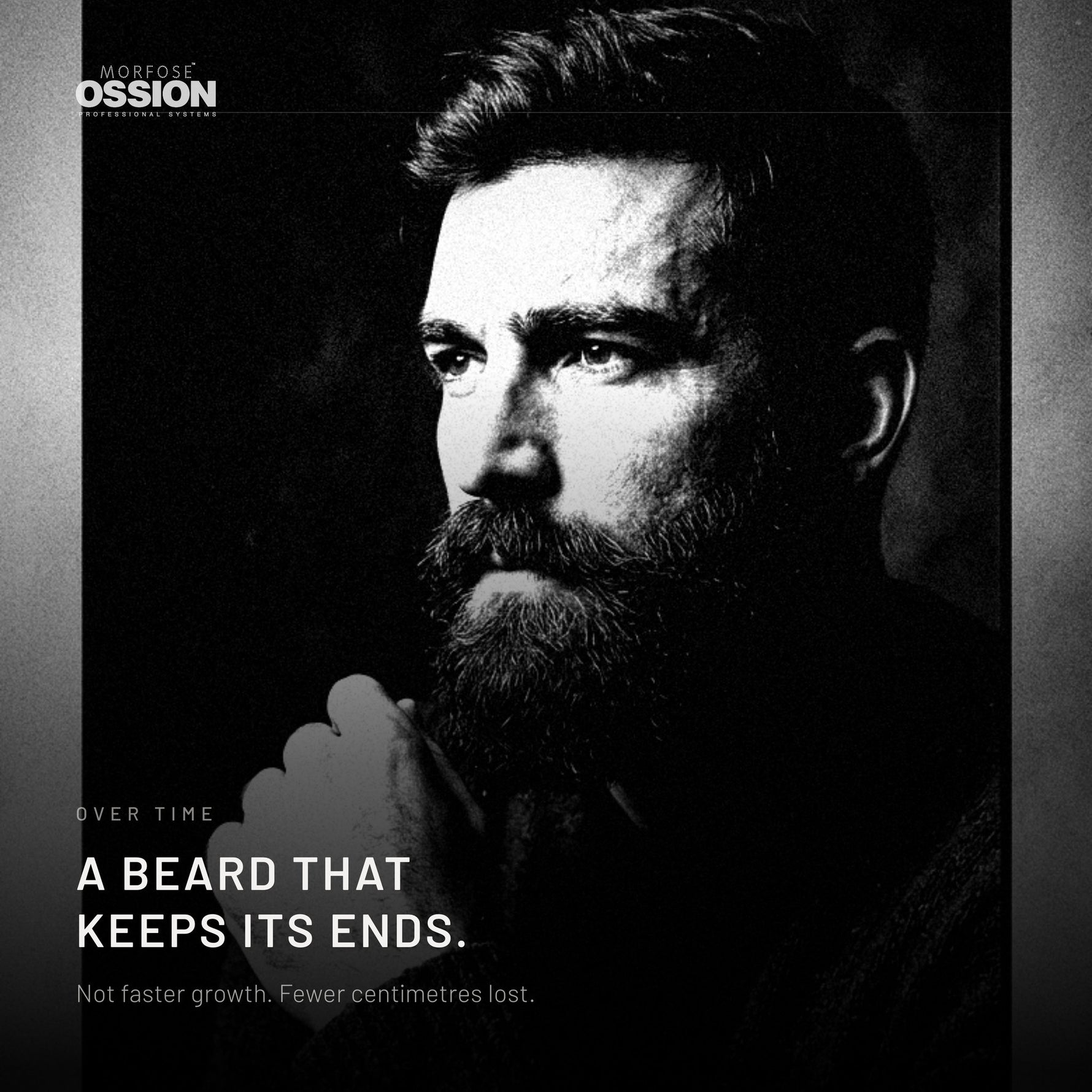 Portrait of a man with a long beard that has kept its ends