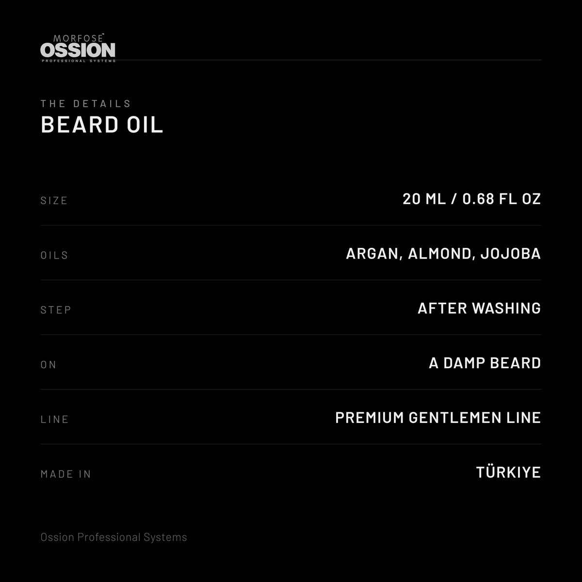 Ossion Beard Oil: size, oils, when to use it and country of origin