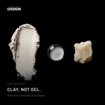 Ossion Matte Hold Wax: the matte clay, a water bead and beeswax on black