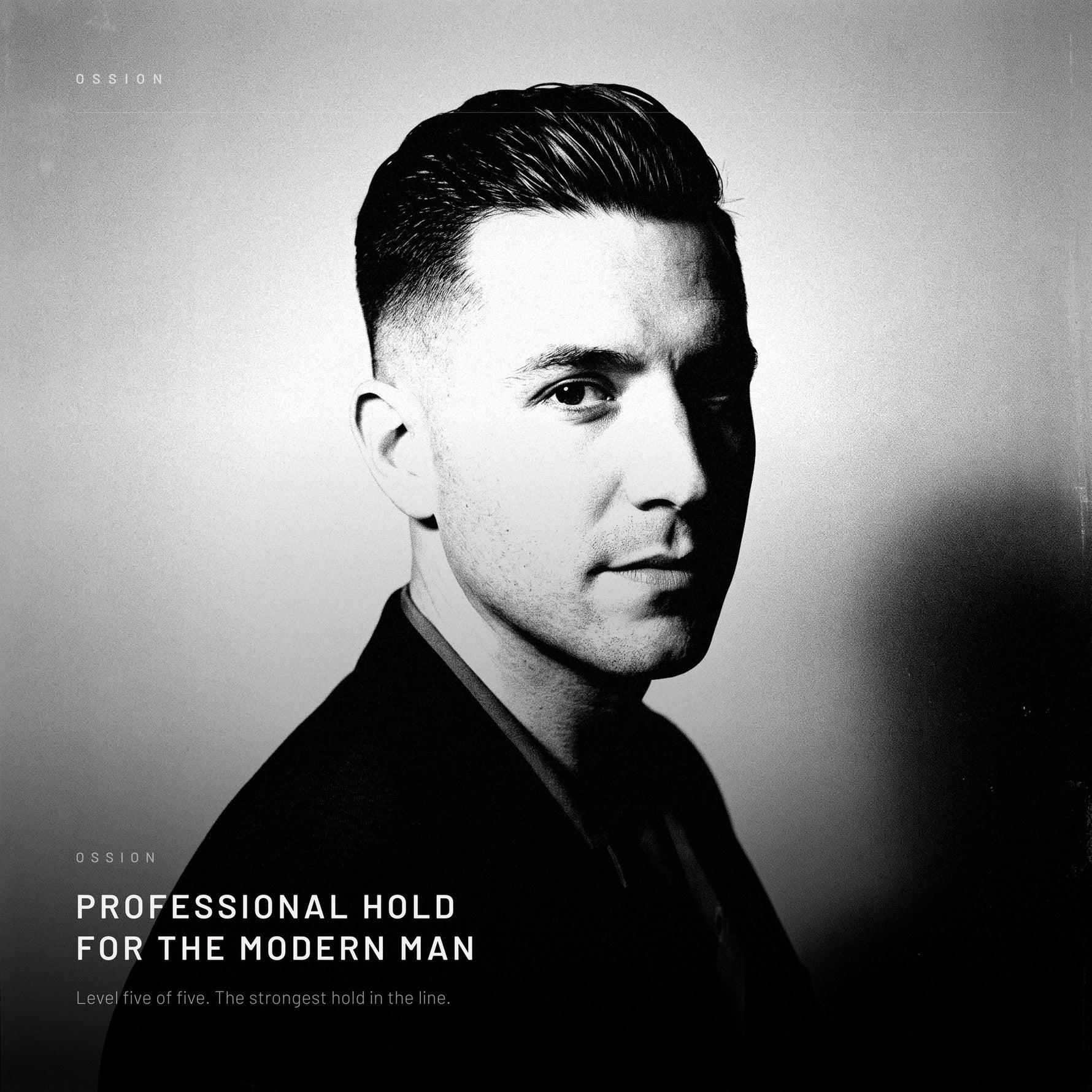 Ossion Mega Hold Wax — portrait of a man with the slicked-back look this wax holds