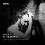 A man washing his hair and beard at the same time in the shower