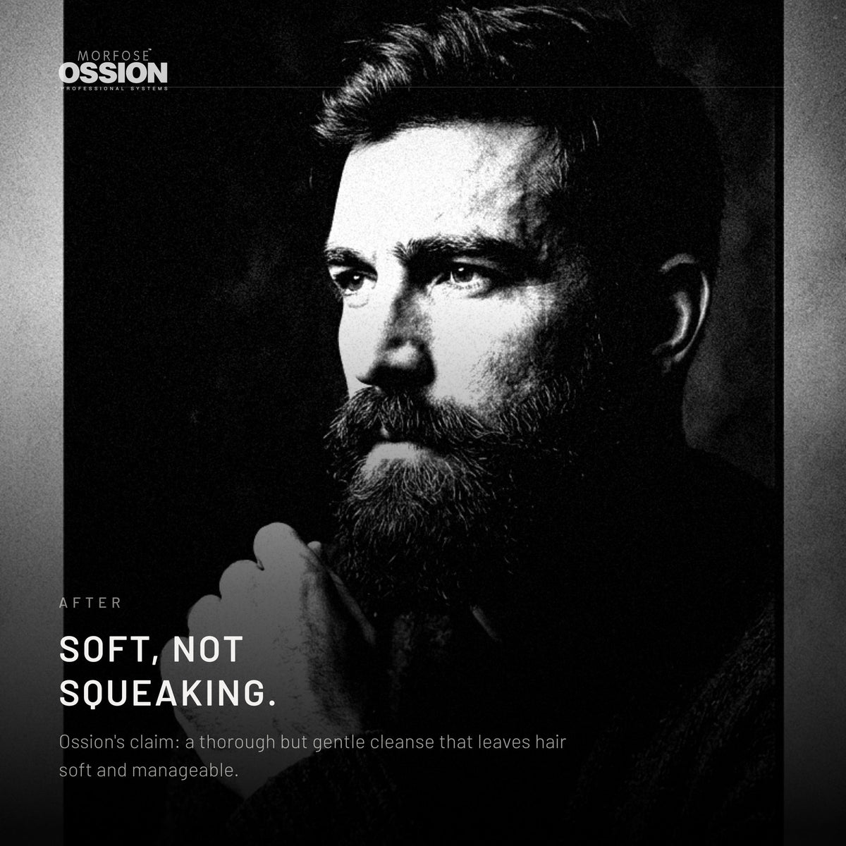 Portrait of a man with clean hair and a clean beard
