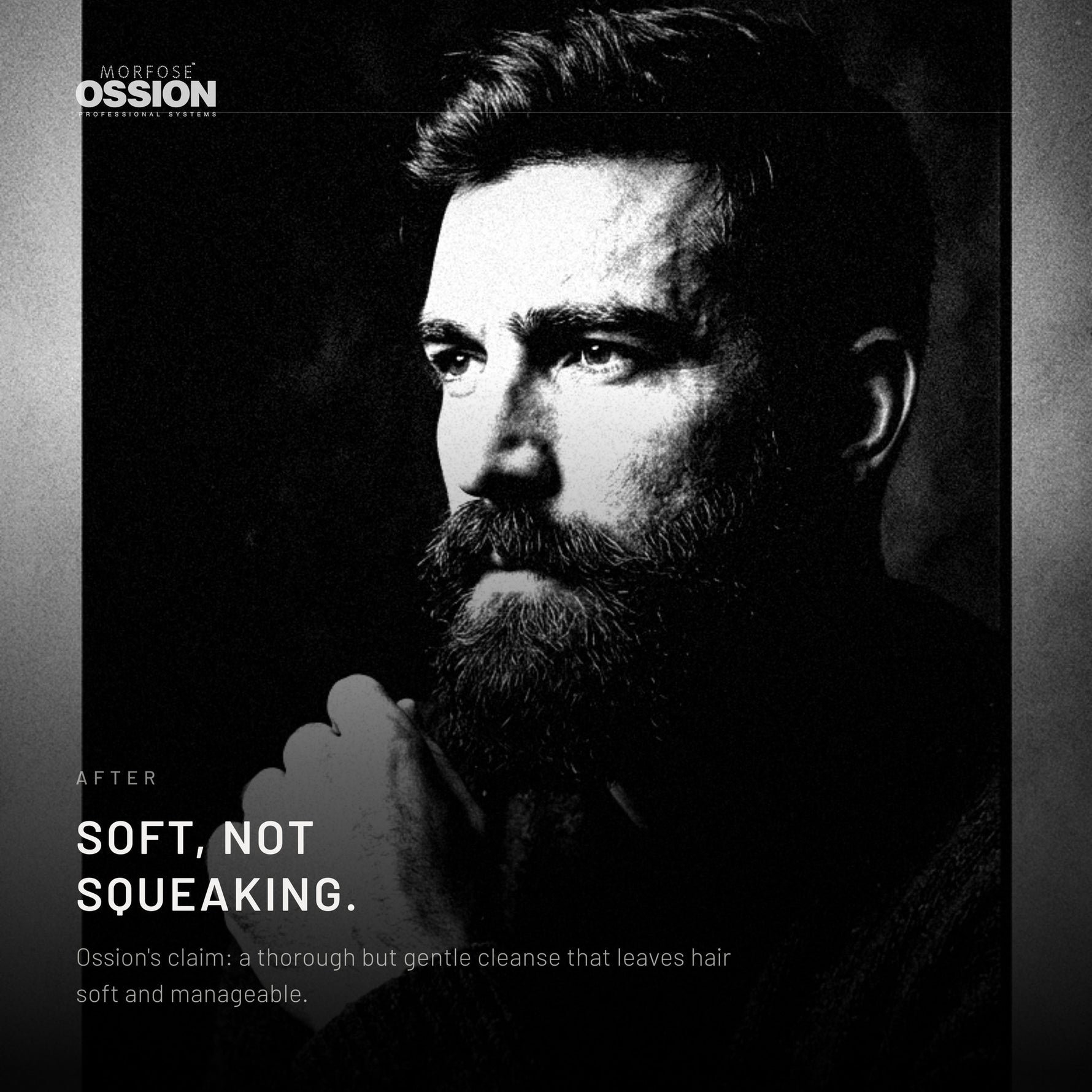 Portrait of a man with clean hair and a clean beard