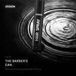 Ossion Hair Spray can on rippling water, the 400 ml barber size