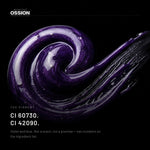 A swirl of violet Ossion Toning Shampoo on black