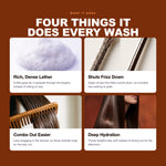 Morfose Argan shampoo benefits: Rich, Dense Lather, Shuts Frizz Down, Combs Out Easier
