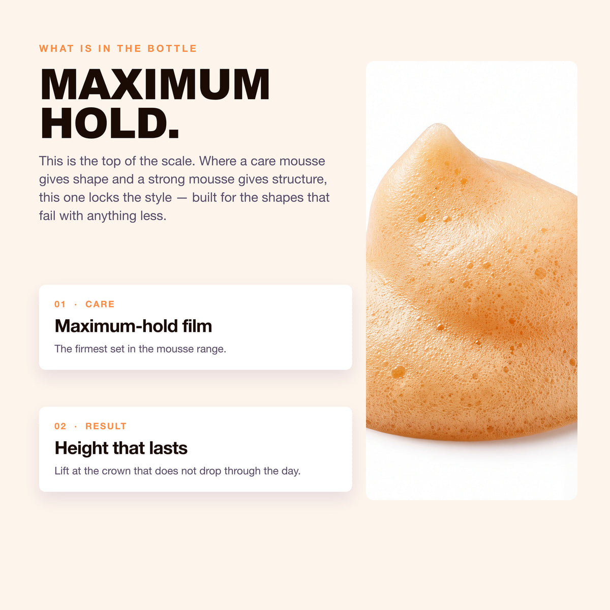 Morfose Styling Hair Mousse: maximum-hold film and height that lasts