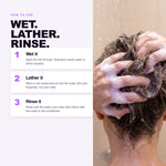 How to use Morfose Keratin shampoo: wet, lather, rinse