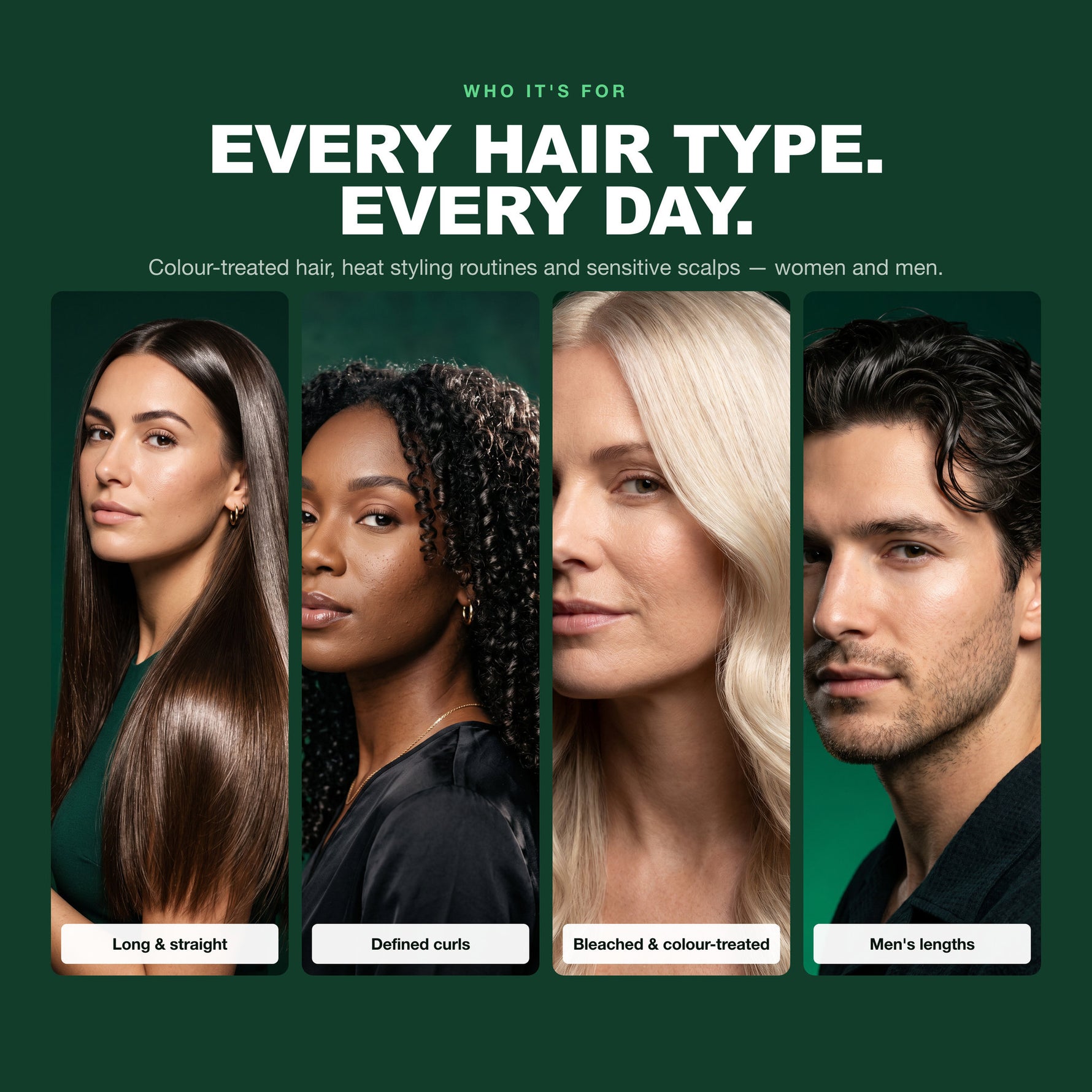 Morfose Professional Quinoa Protein Shampoo on straight, curly, bleached and men's hair