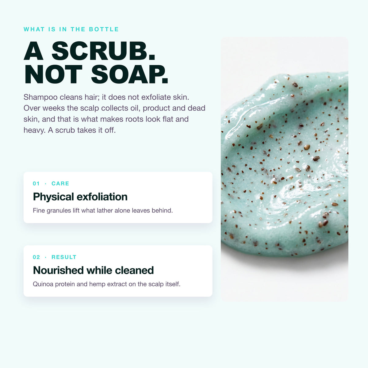 Morfose Quinoa and Hemp Scalp Detox Mask: physical exfoliation and nourished while cleaned
