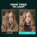 Morfose Quinoa & Hemp Hair Mask before and after: hair before styling and the finished look