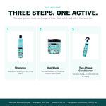 Morfose Quinoa & Hemp routine: shampoo, hair mask, two-phase conditioner