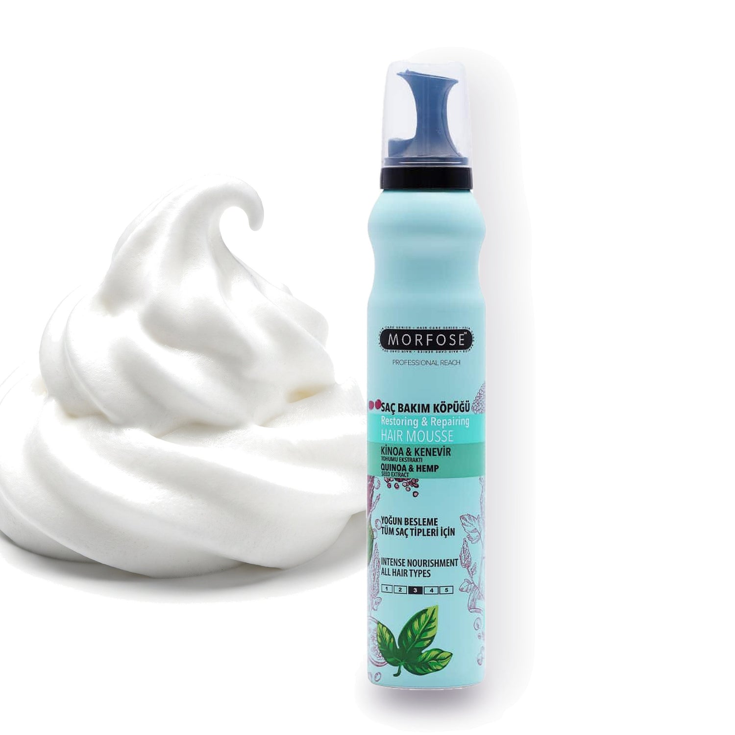 Morfose Quinoa and Hemp Hair Mousse, 6.76 fl oz
