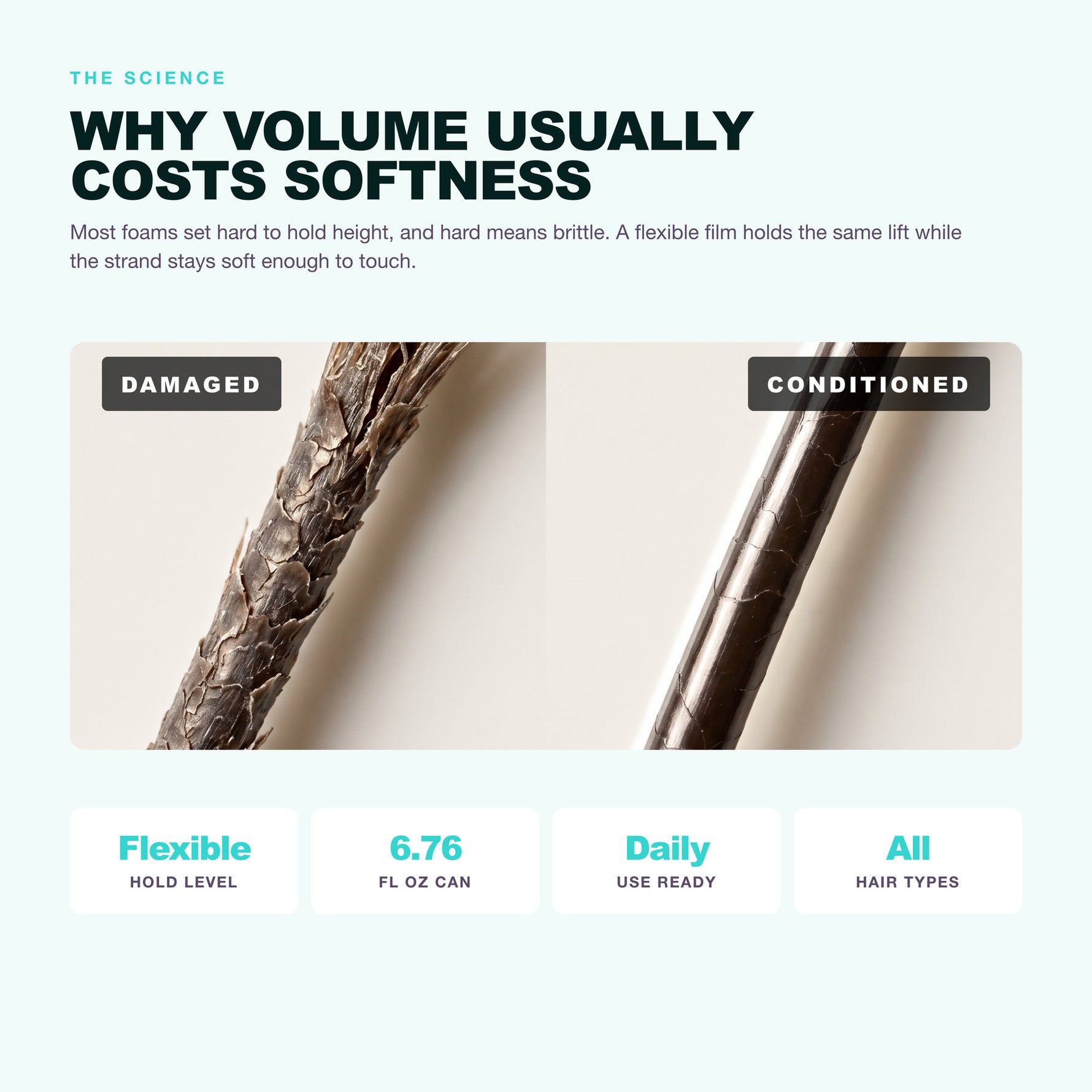Morfose Quinoa and Hemp Hair Mousse: why volume usually costs softness