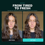 Morfose Quinoa & Hemp Hair Perfume before and after: hair before styling and the finished look