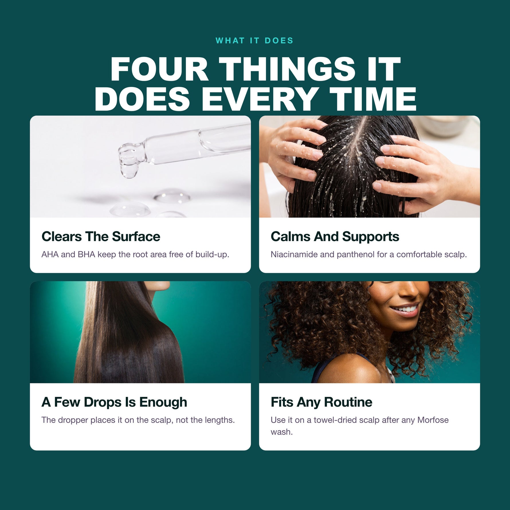 Morfose Professional Anti-Hair Loss Serum benefits: Clears The Surface, Calms And Supports