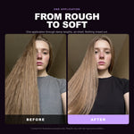 Morfose Supreme Hair Milk Conditioner before and after: hair before styling and the finished look