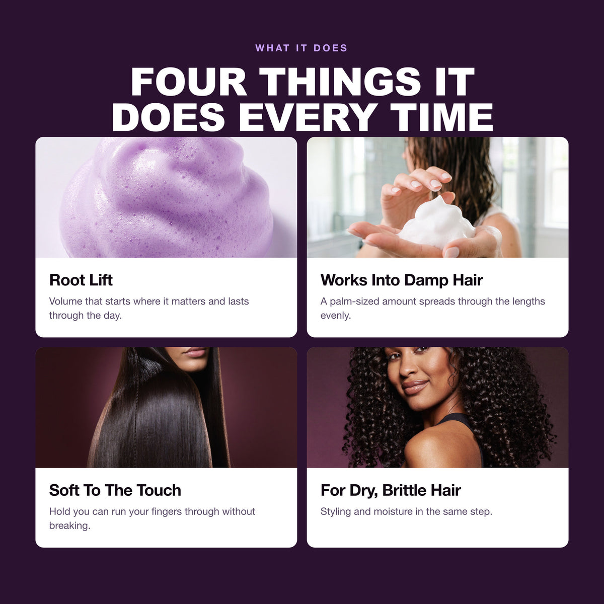 Morfose Supreme Hair Mousse benefits: Root Lift, Works Into Damp Hair, Soft To The Touch