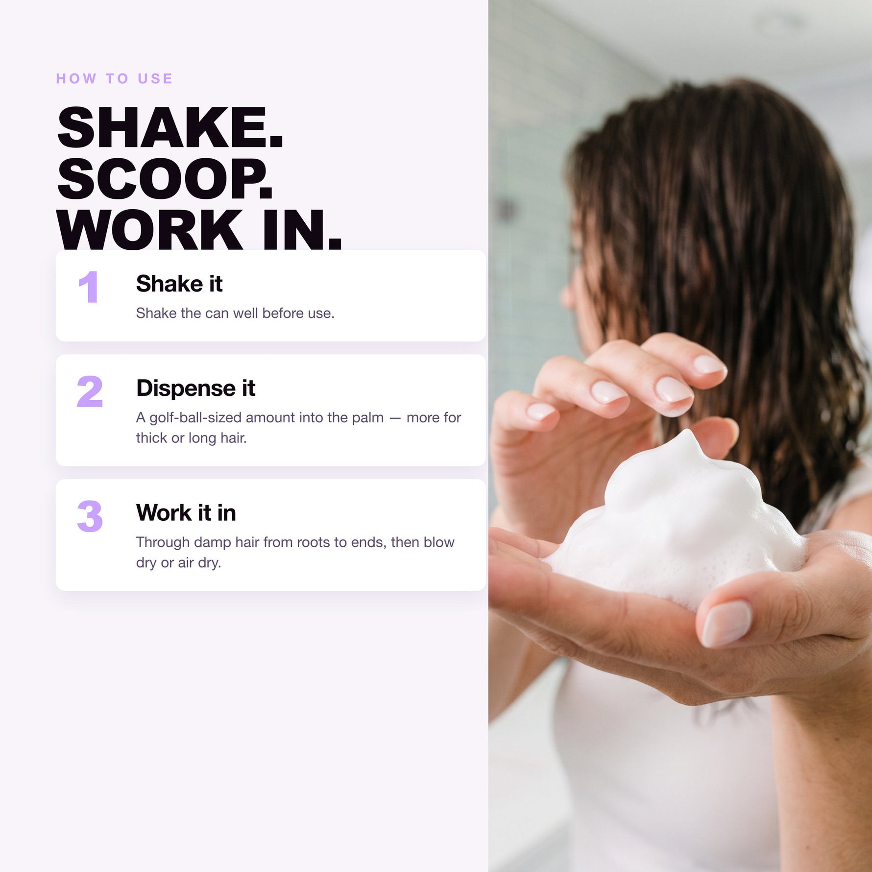 How to use Morfose Supreme Hair Mousse: shake, dispense, work