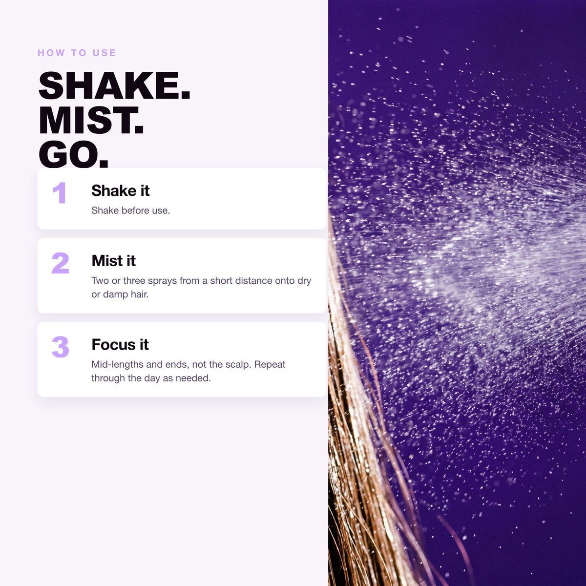 How to use Morfose Supreme Hair Perfume: shake, mist, focus