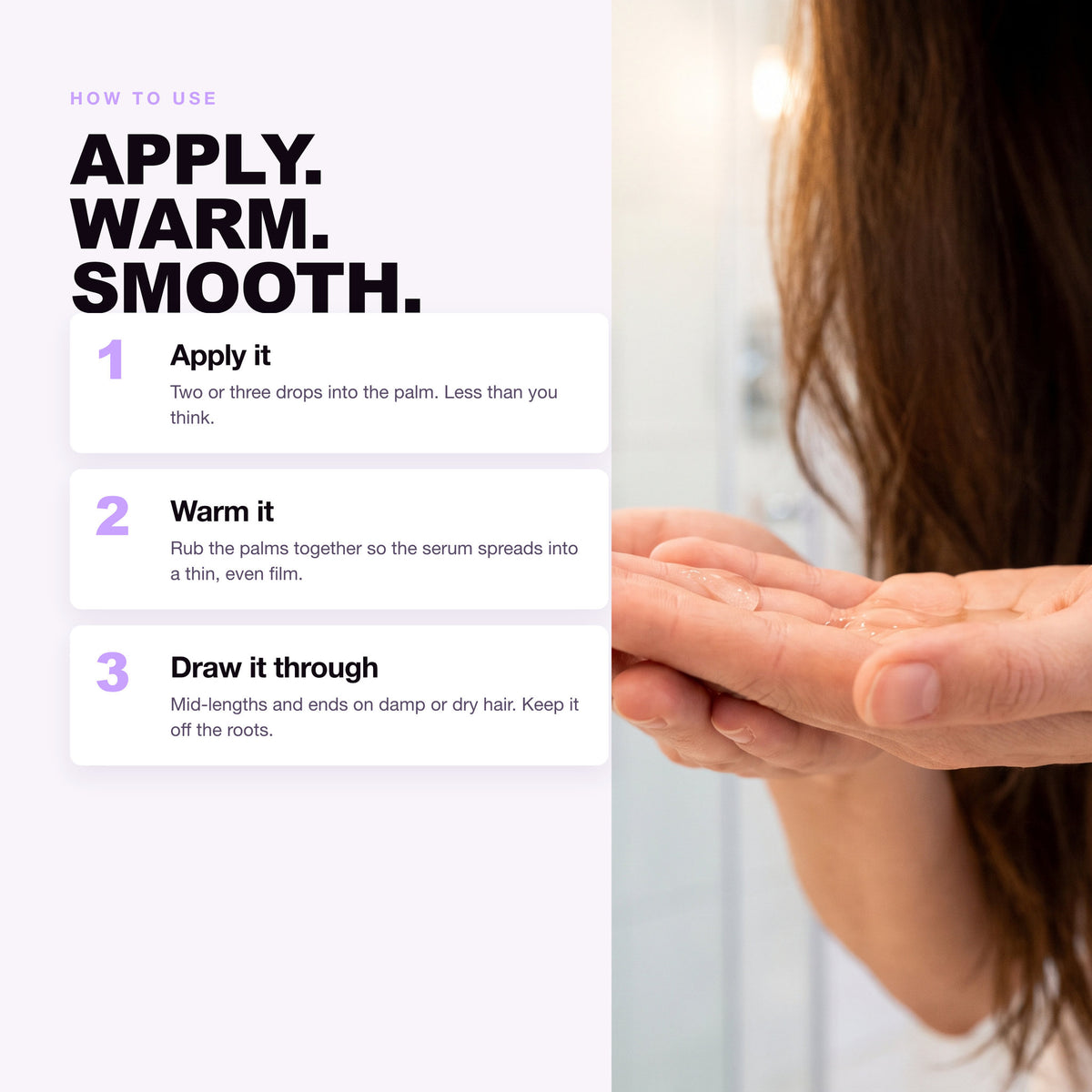 How to use Morfose Supreme Hair Serum: apply, warm, draw