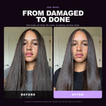 Morfose Supreme Hair Shampoo before and after: hair before styling and the finished look