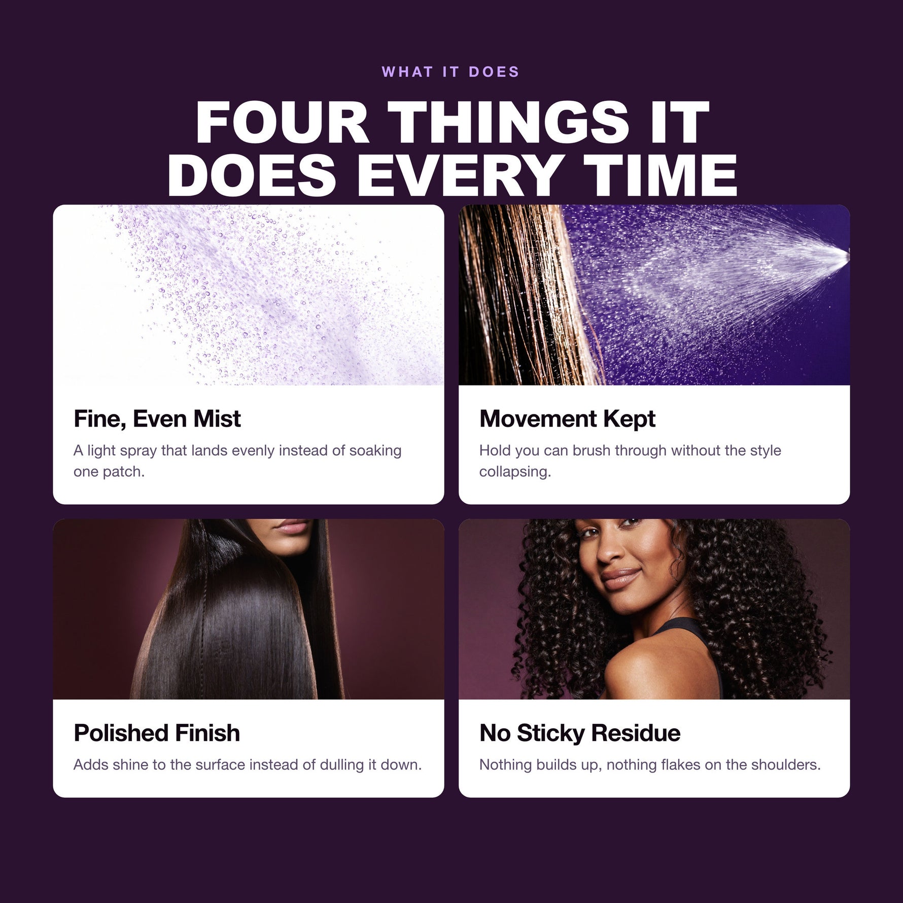 Morfose Supreme Hair Spray benefits: Fine, Even Mist, Movement Kept, Polished Finish