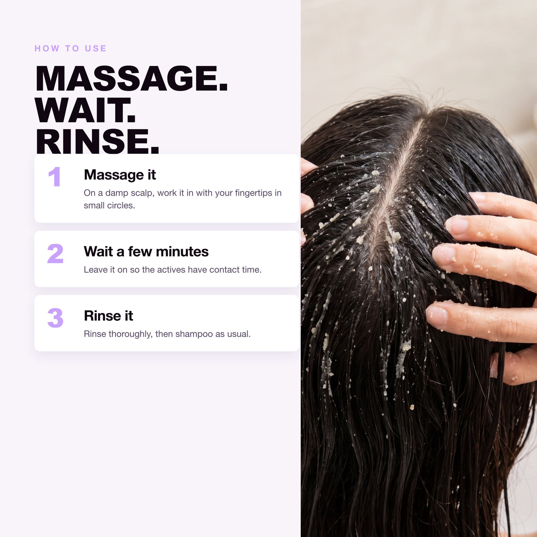 How to use Morfose Supreme Scalp Detox Mask: massage, wait, rinse