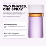 Two phases in one spray: nourishing oil phase and four-active water phase