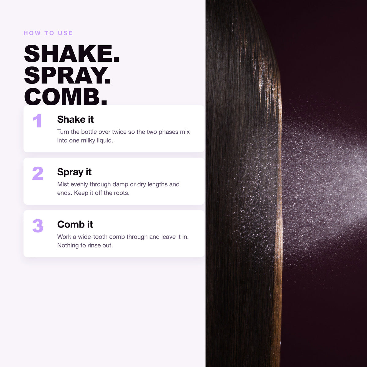 How to use Morfose Supreme leave-in: shake, spray, comb