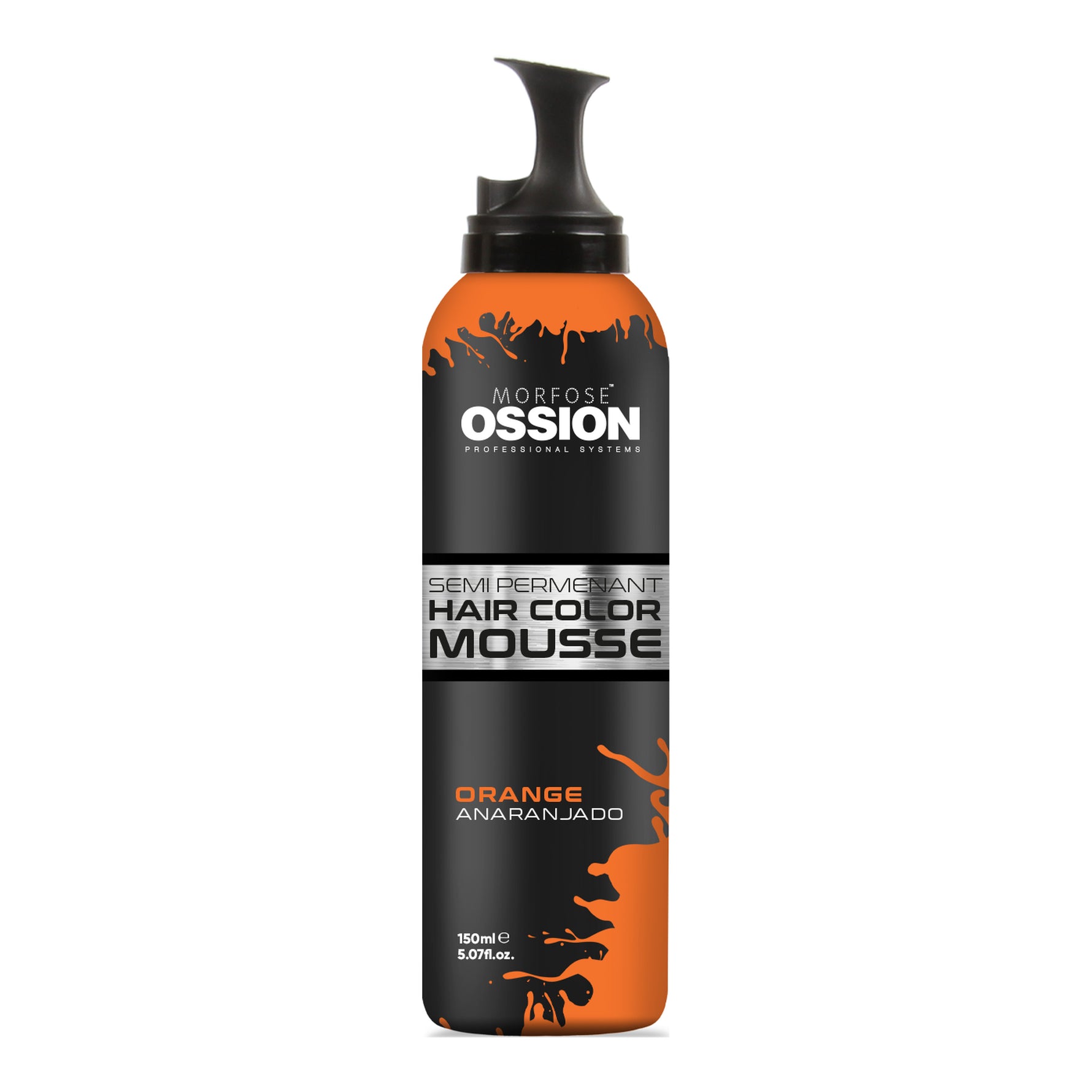 Ossion Semi Permanent Hair Color Mousse for Men, Orange — 150 ml can on a white background