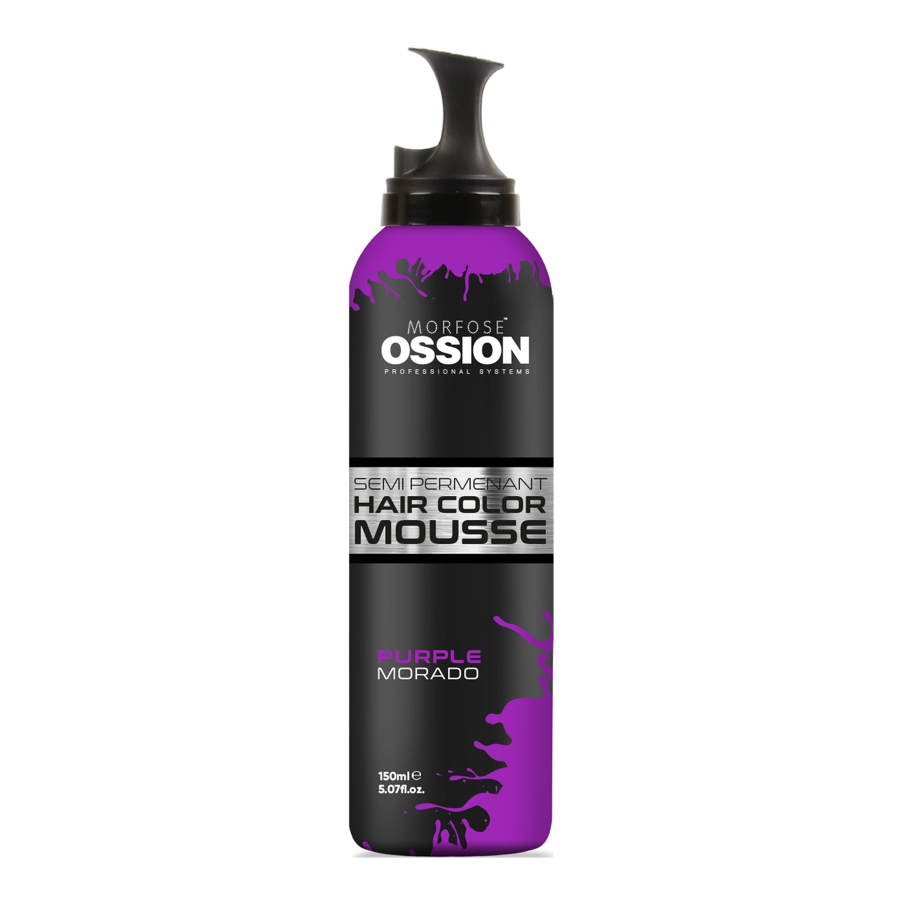 Ossion Semi Permanent Hair Color Mousse for Men, Purple — 150 ml can on a white background