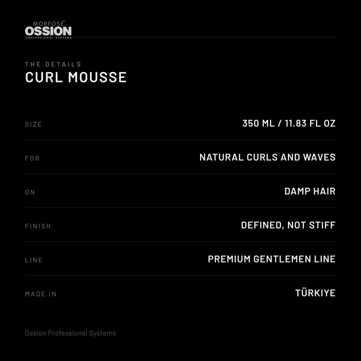 Ossion Curl Mousse: size, hair type, how to use it and origin