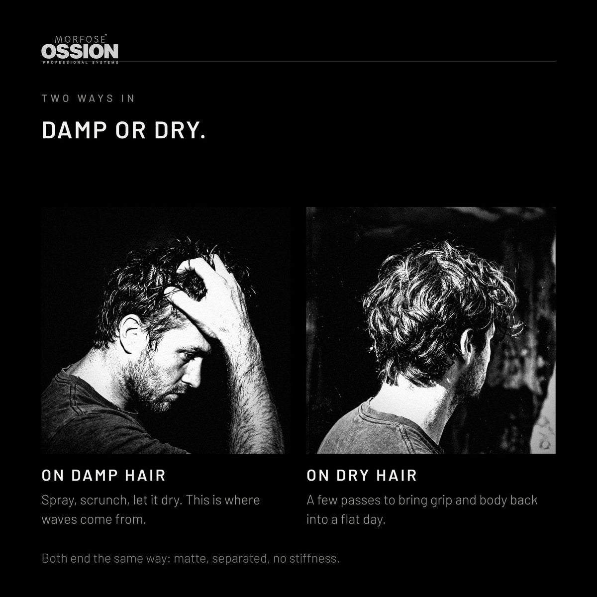 Ossion Sea Salt Spray used on damp hair and on dry hair