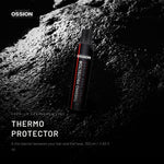 Ossion Thermo Protector can on wet black stone, lit from one side