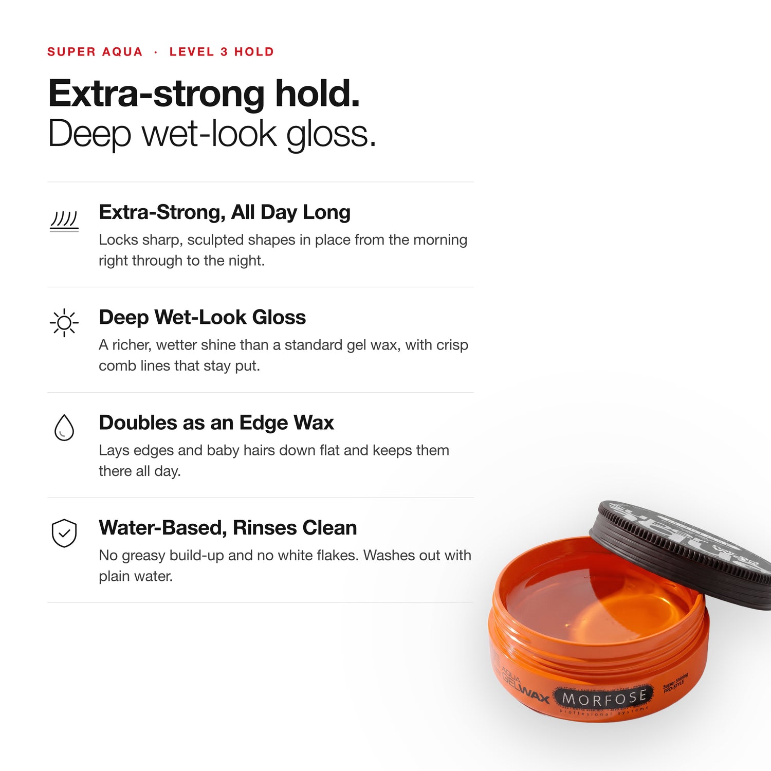 Morfose Gel Wax Aqua Super (Orange), 5.92 Fl oz