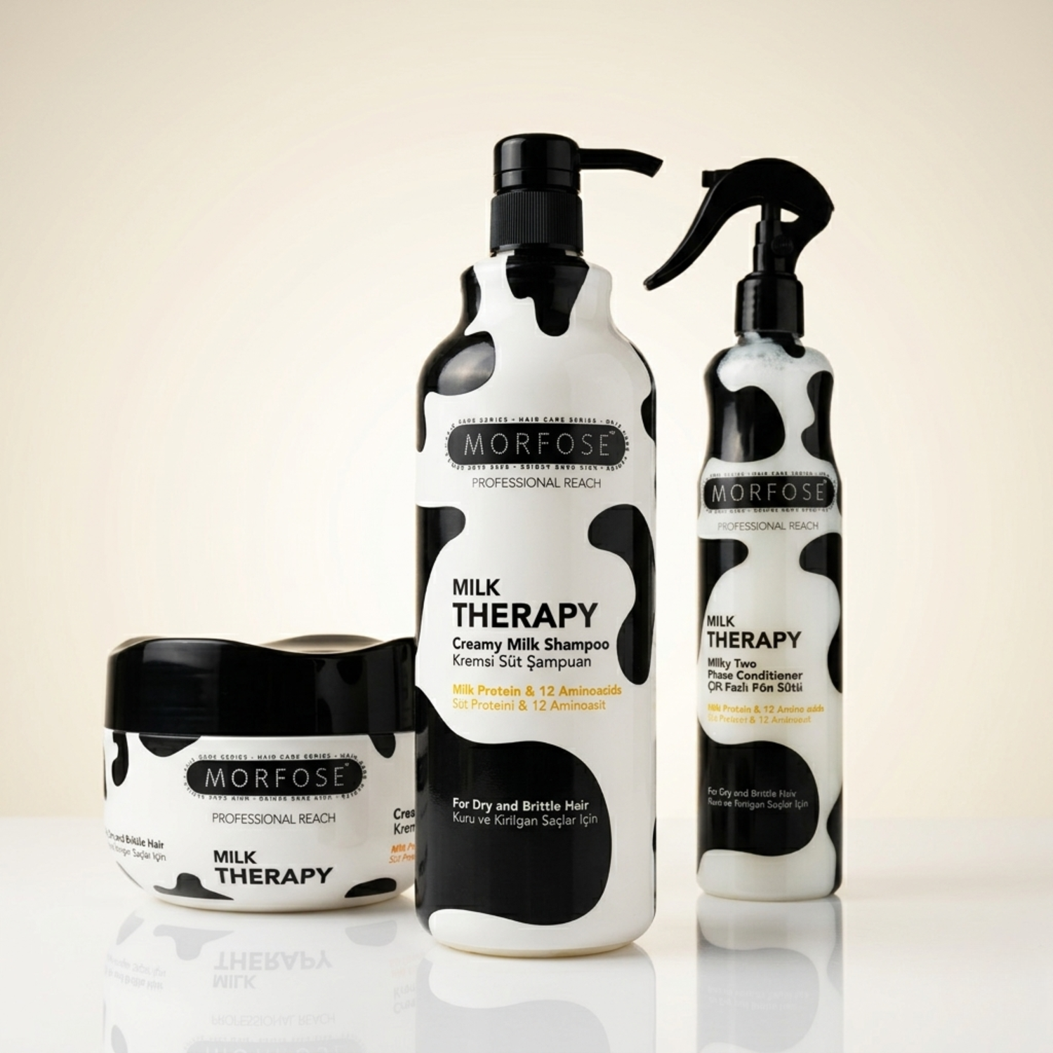 Morfose Milk Therapy Hair Care Set - Shampoo, Conditioner, and Mask Trio