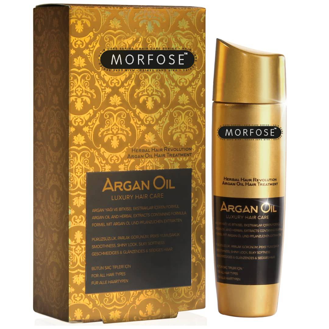 Morfose Luxury Argan Hair Oil for Curly Frizzy Hair, Lock In Moisture, and Restore Shine, Prevent Split Ends, Hair Oil for Dry Damaged Hair and Growth, Hair Treatment Oils, Healthy Hair, 100 ml - themorfose